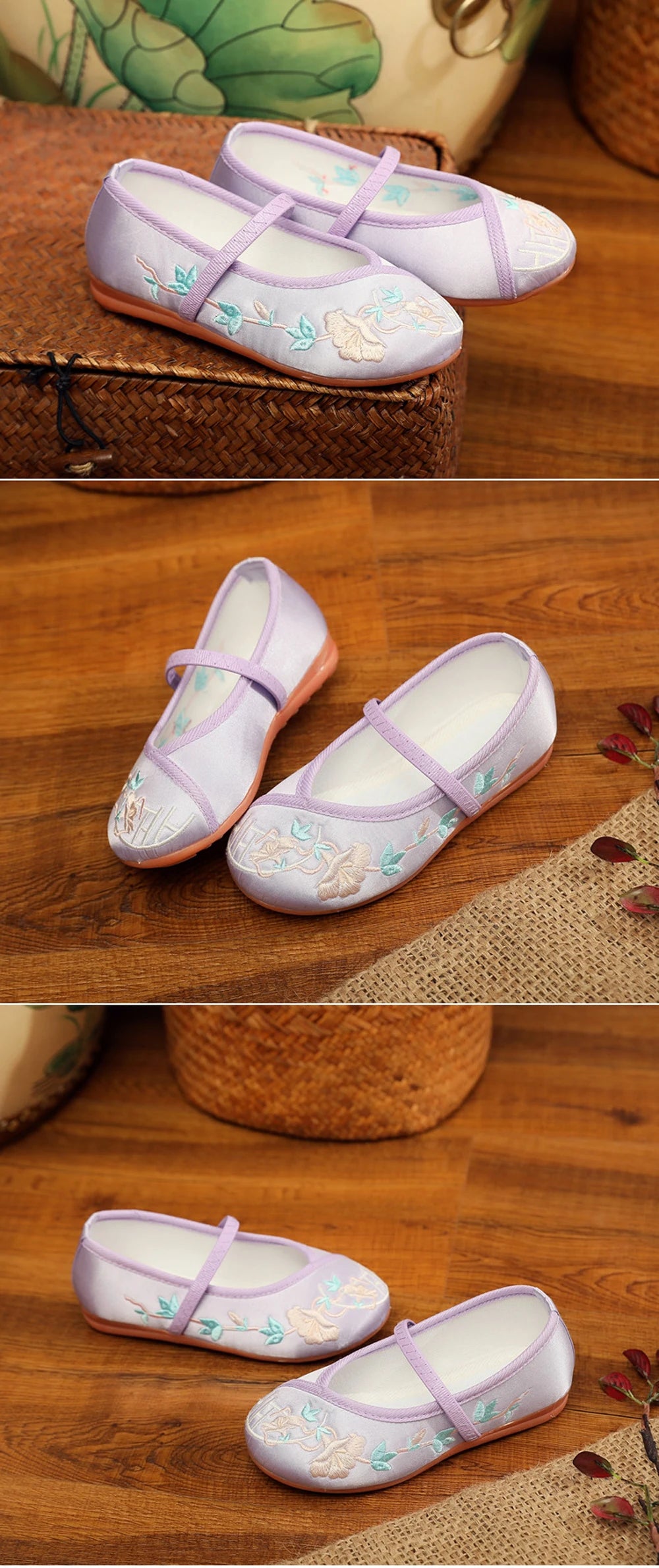 Girls Dancing Bottomed Cloth Shoes For Kids Children Soft Leather Sole Chinese Traditional Style Embroidery Ethnic Dance Shoes