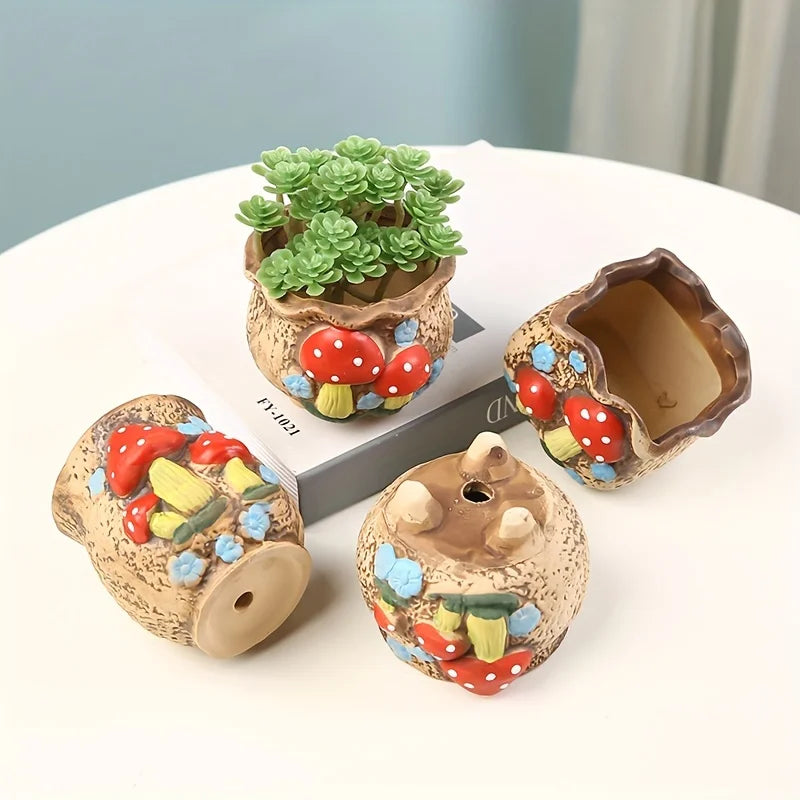 Mushroom Cute Succulent Flowerpot, Ceramic Horticultural Bonsai Potted Plant, Succulent Plant Flowerpot Ceramic