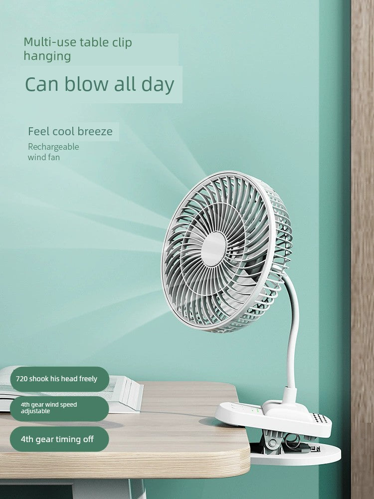 Desktop USB Rechargeable Fan Office Dormitory Portable Stand-up Desk Fan Ultra-Quiet Speed Control Baby Clip Fan