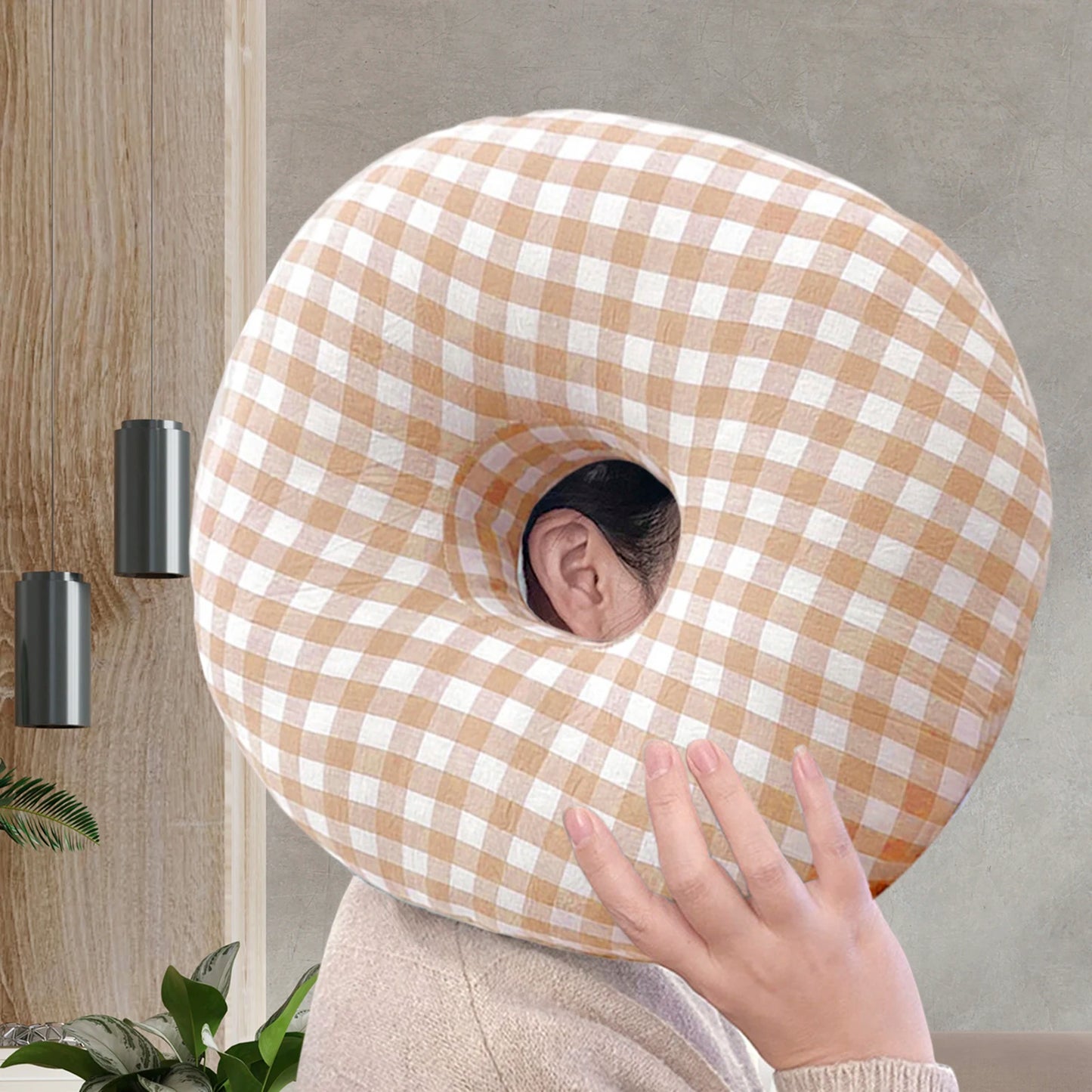 Ear Piercing Pillow Protector Neck Head Support Cotton Filling Comfortable Washable for Relaxation Side Sleepers