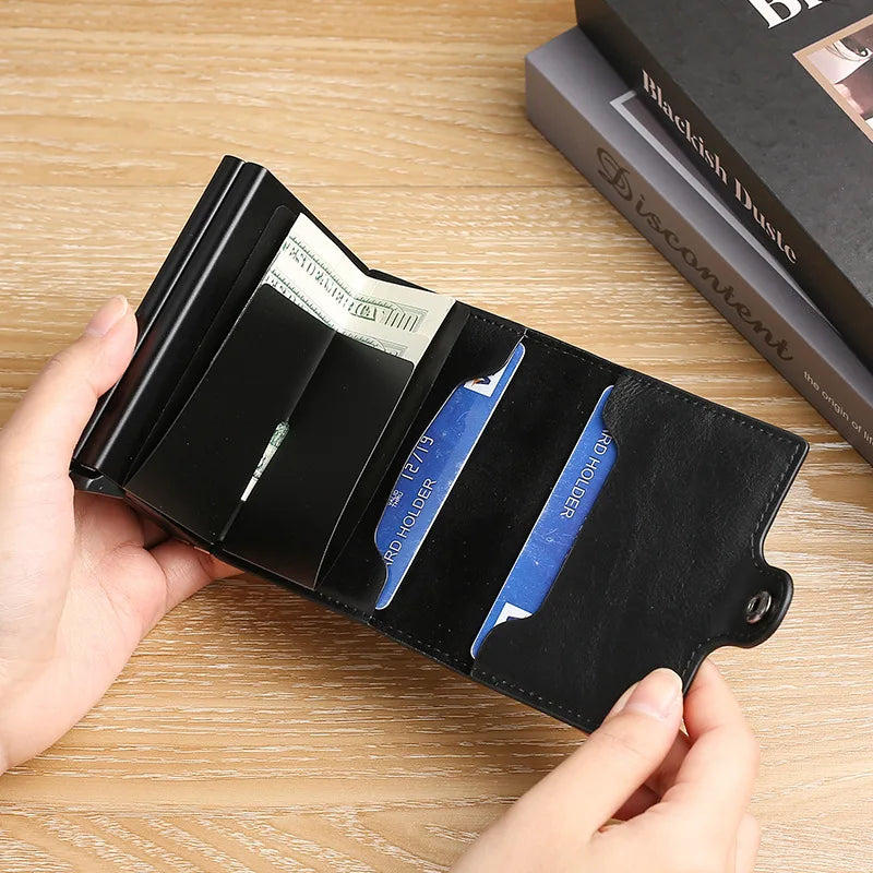 Large Capacity Double Layer ID Credit Card Holder Anti Rfid Blocking Protected Magic Wallet for Men Carbon Fiber Cardholder Case