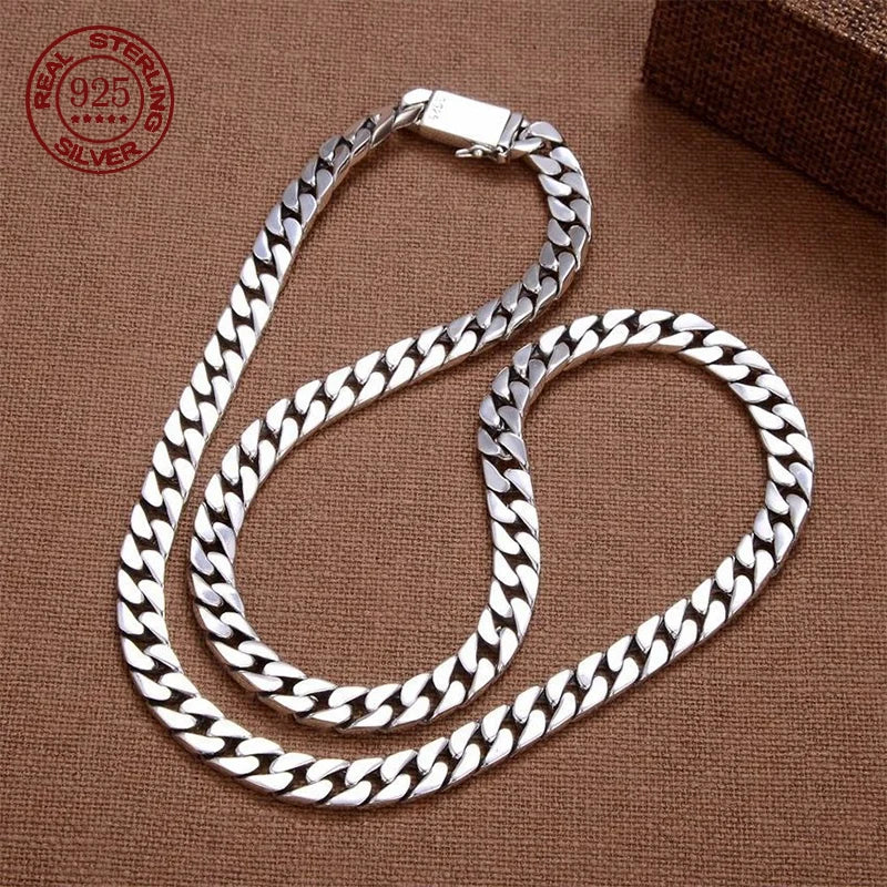 100% S925 Sterling Silver Necklace Bracelet Punk S925 Silver Jewelry Never Fade Carry certificate Men Women Jewelry Gifts