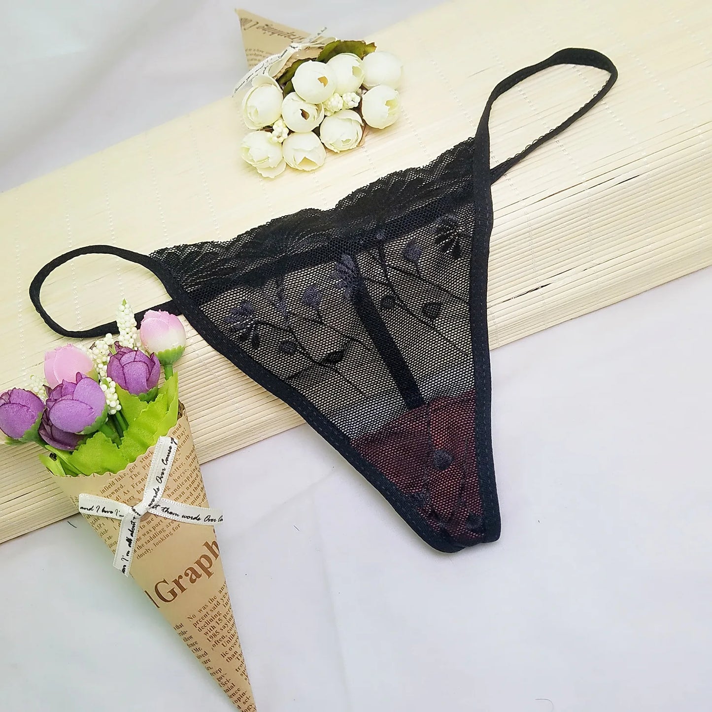 3PCS/Set Sexy Lace Thongs Women Random Underwear Bikini Underpants Low-Rise One Size Hollow G-string T-Back Panties Lingerie