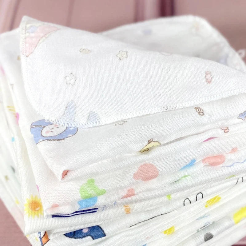 10PCS Baby Feeding Towel Teddy Bear Bunny Dot Chart Printed Children Small Handkerchief Gauze s Nursing  YYT308