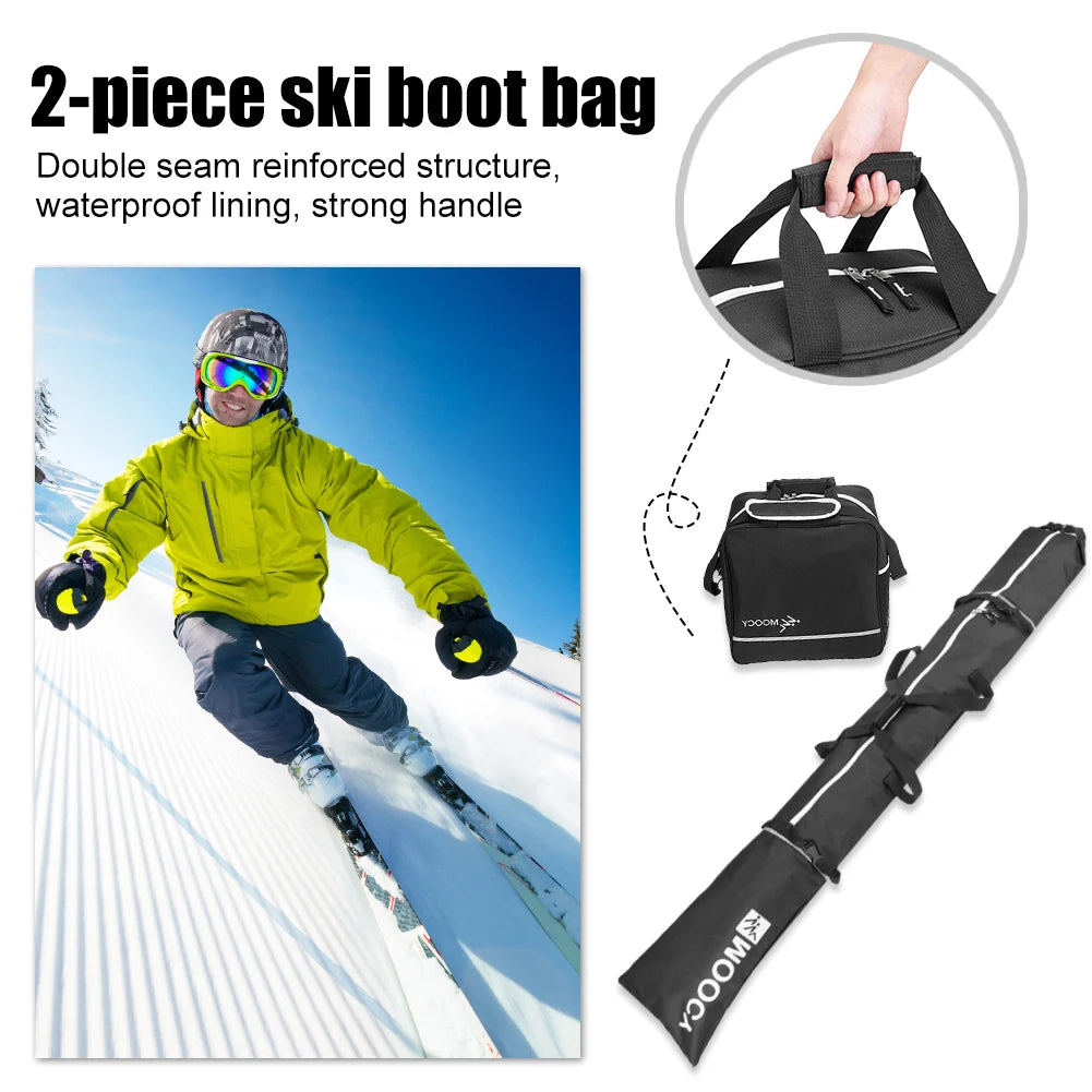 2 Pcs Ski Set Skiing Snowboard Bag Waterproof Ski Bag & Ski Boot Bag Snowboard Bag Travel Kit for Adults Children Ski Accesories