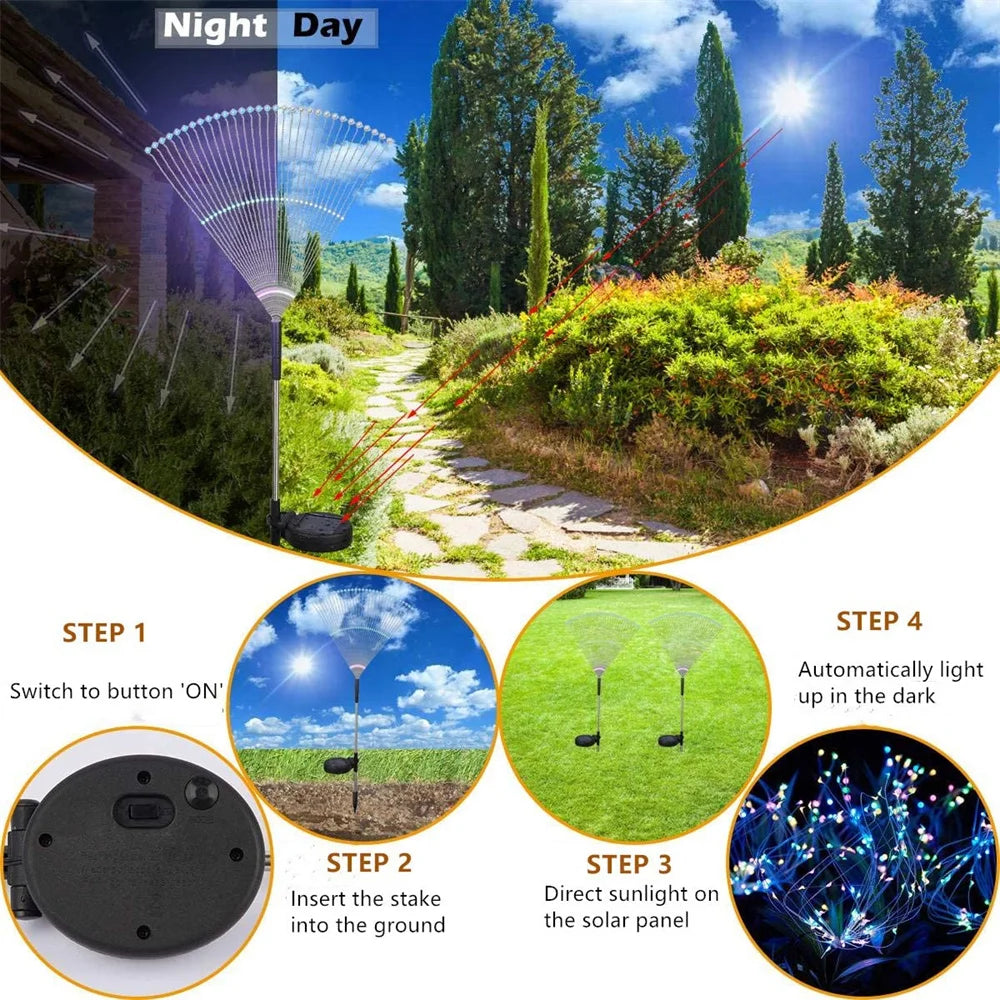 Solar Firework Light Grass Globe Dandelion 60/150/200 LED Fireworks Lamp For Garden Lawn Landscape Holiday Christmas Lights