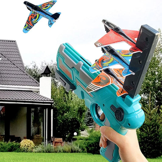 Aircraft Gun Toy Foam Ejection Children's Outdoor Boy's Continuous Fire Pistol Launcher Glide Model