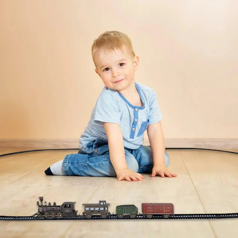 Battery Powered Retro Steam Train Model Puzzle Assembly Toys Electric Classical Train Set For Boys Girls Toddler Christmas Gifts