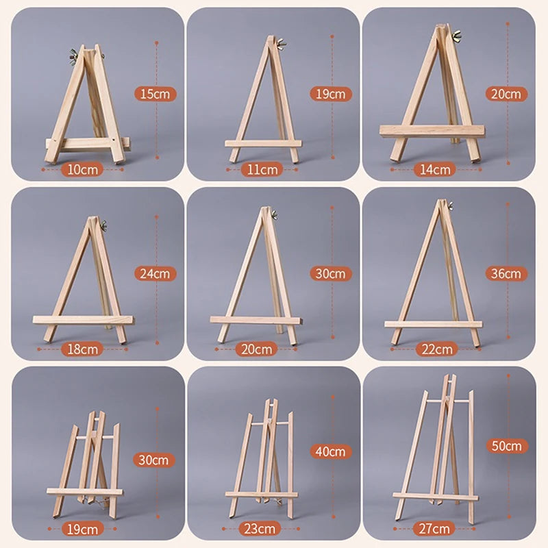 1pcs Natural Wood Mini Easel Frame Tripod Display Holder Meeting Wedding Table Name Card Stand Children Painting Display Craft