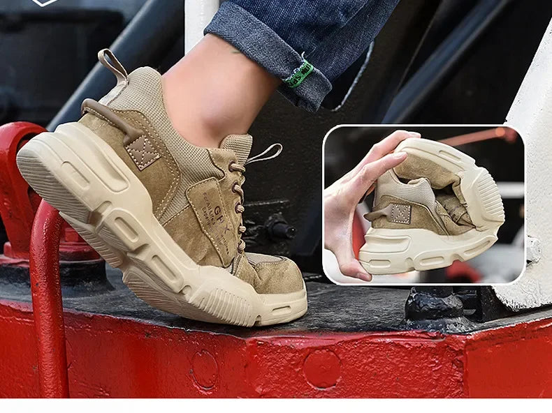 New 2023 Work Safety Shoes Man Lightweight Breathable Boots Anti-puncture Steel Toe Anti-smashing Work Boots Protective Sneakers