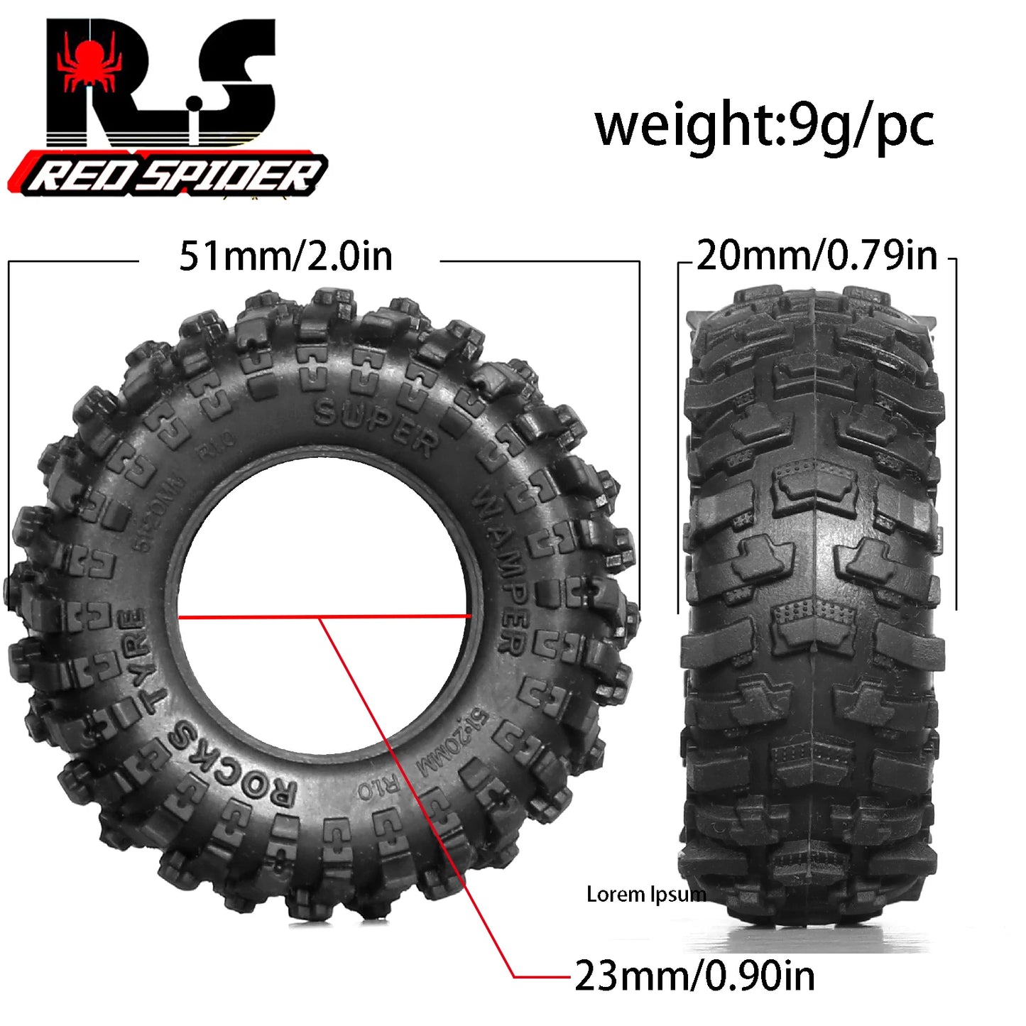 RS RC Super Soft Sticky 1.0 Crawler Tires 55*23mm for 1/18 1/24 RC Crawler Car Axial SCX24 FMS FCX24 AX24 Upgrade (T1011)