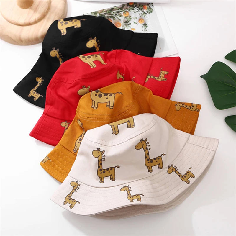 1pcs Spring Autumn Children's Bucket Cartoon Giraffe Sun Hat