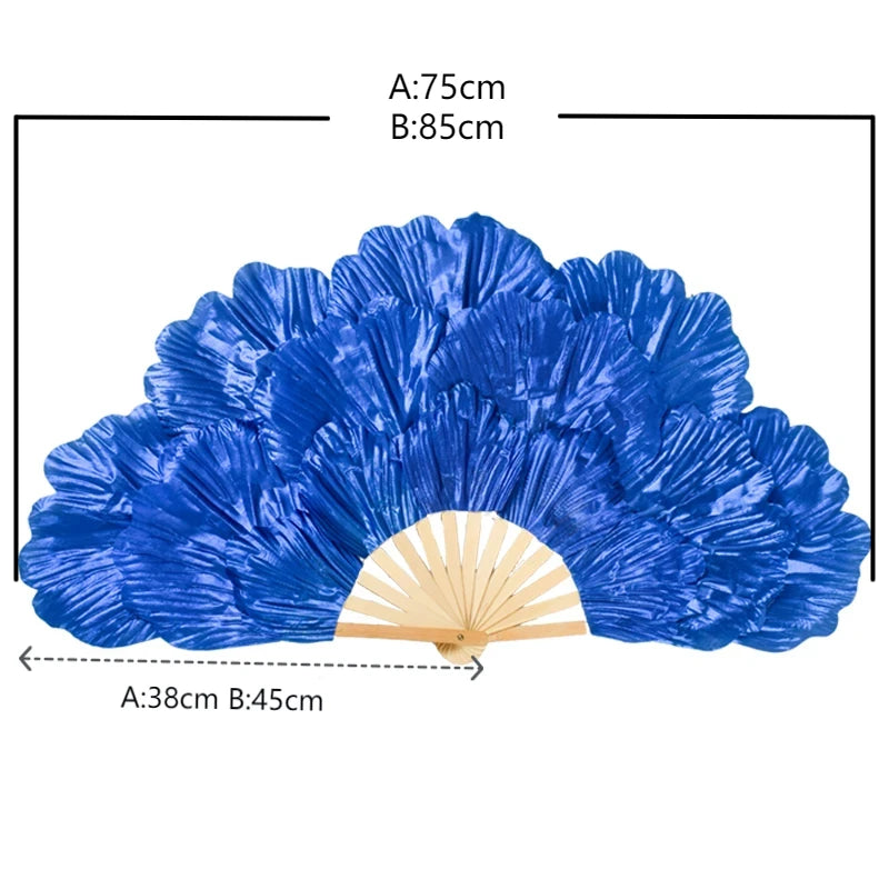 Peony Petal Square Dancing Fan Bright Cloth Double Side Yangko Dance Fan Ladies Hanfu Cheongsam Props Portable Folding Hand Fans