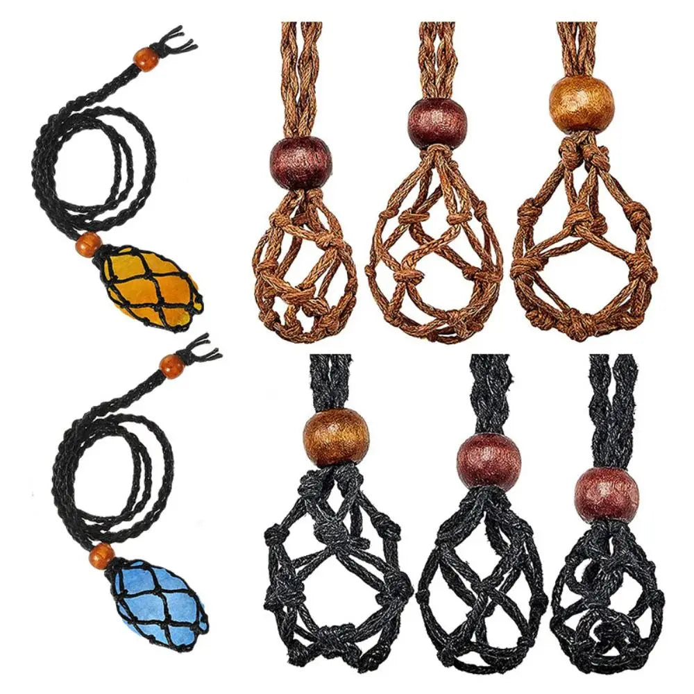 Multipurpose DIY Necklace Cord Braided Length Adjustable Crystal Necklace Holder Hand-woven Wax Rope Braided Necklace Cord Jewel