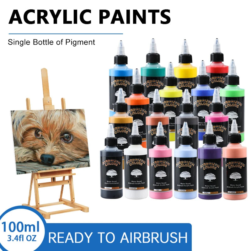 SAGUD Air Brush Waterborne Acrylic Paint 18 Colors DIY Handmade 100 ML/Bottle Airbrush Ink for Modeling Art Textile Shoes Wood