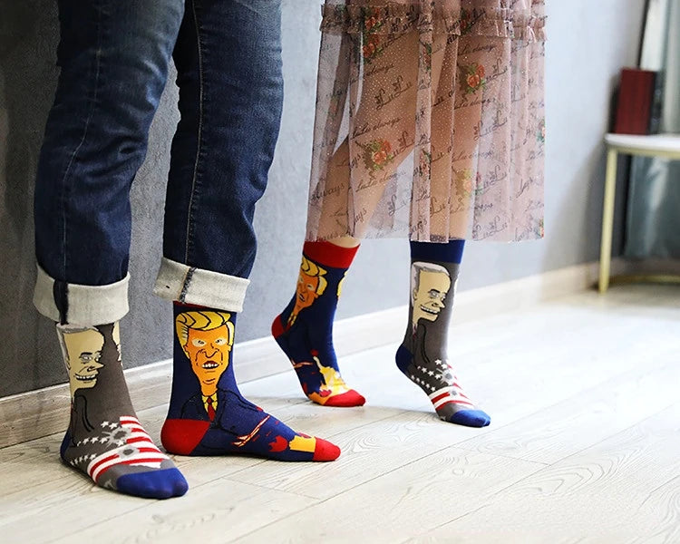 New Asymmetrical Couples AB Mandarin Ducks Medium and High Sleeve Fashion Fashion Sports Color Cotton Socks