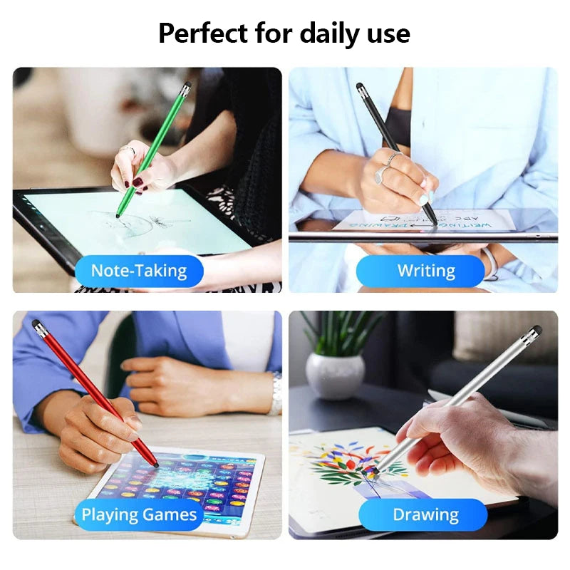 High Quality 1PC Universal Pencil Double Silicon Head Touch Capacitive Screen Stylus Caneta Capacitive Pen For Tablet Smartphone