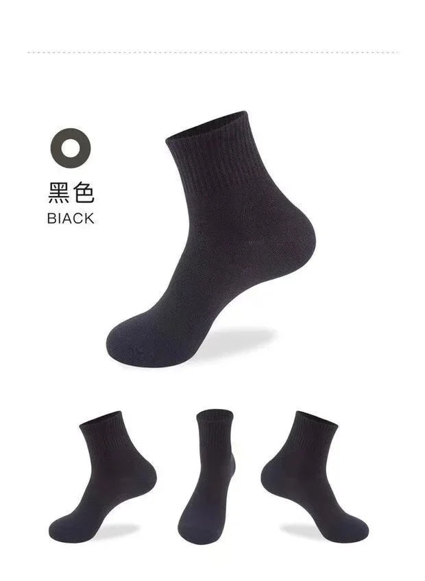 10Pairs/Lot Men's Casual Socks Antibacterial Breathable Business Socks Soft Fabric Elastic Medium Socks for All Seasons EU38-45