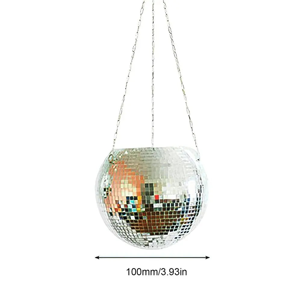 10Cm Disco Ball Hanging Flower Pot Indoor Plants Bohemian Style Flower Planter Decor Vase Pots Rope Mirror Hanging Basket Garden