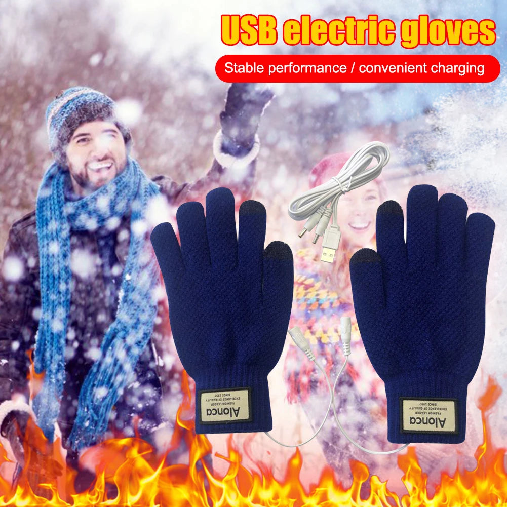 USB Warm Hand Heating Gloves Electric Constant Temperature Winter Hand Warm Gloves Heated Knitting Constant Temperature Mitten