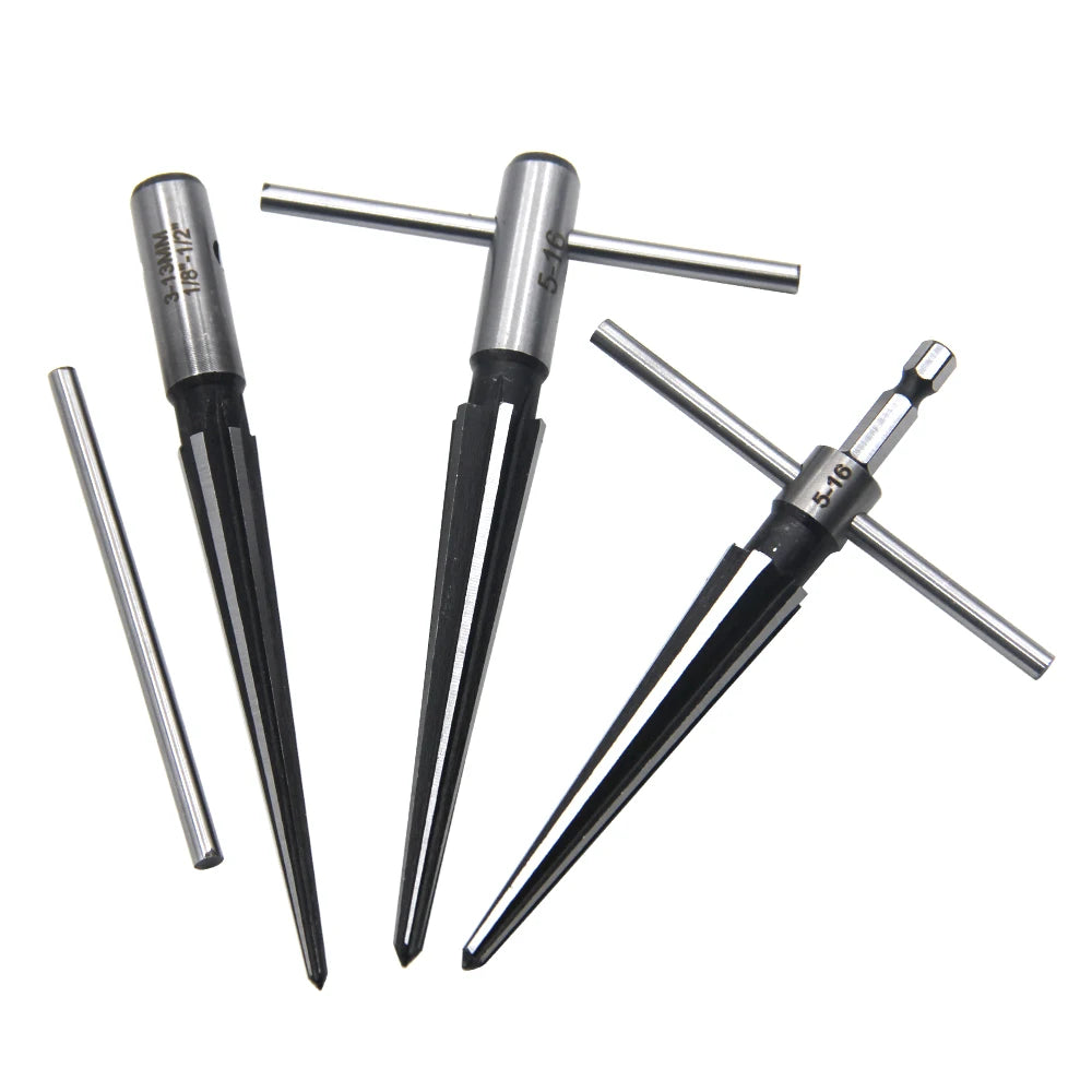 Hand taper reamer 1/8-1/2 (3-13mm) 5-16 taper reamer chamfer opening countersunk head cutting tool hexagonal shank tool