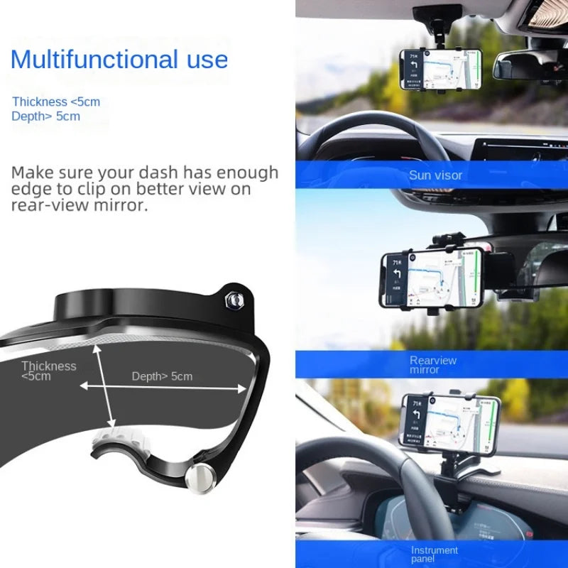 Universal Car Phone Holder Dashboard Cell Phone Car Holder Rear View Mirror Sun Visor Baffle Mobile Phone Mount Clip Car Gadgets