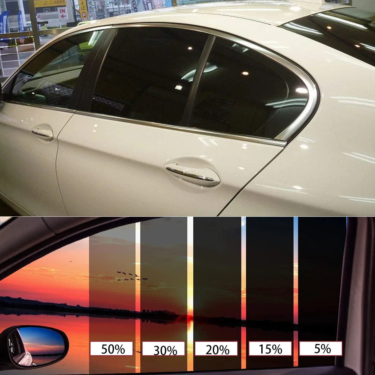 VLT 5/15/30/50% Heat & UV Block Professional Window Tint Adhesive Film Auto Car Blackout Sun Shade Window Film for Building