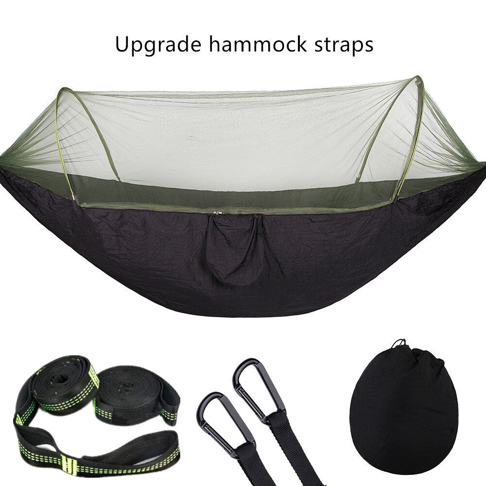 2023 Camping Hammock with Mosquito Net Pop-Up Light Portable Outdoor Parachute Hammocks Swing Sleeping Hammock Camping Stuff