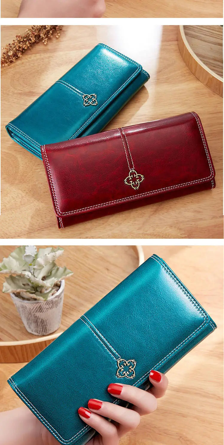 Women's Leather Wallet Woman Luxury Long Wallets Fashion Women Purses Money Bags Handbags Womens Purse Cards Holder Carteras