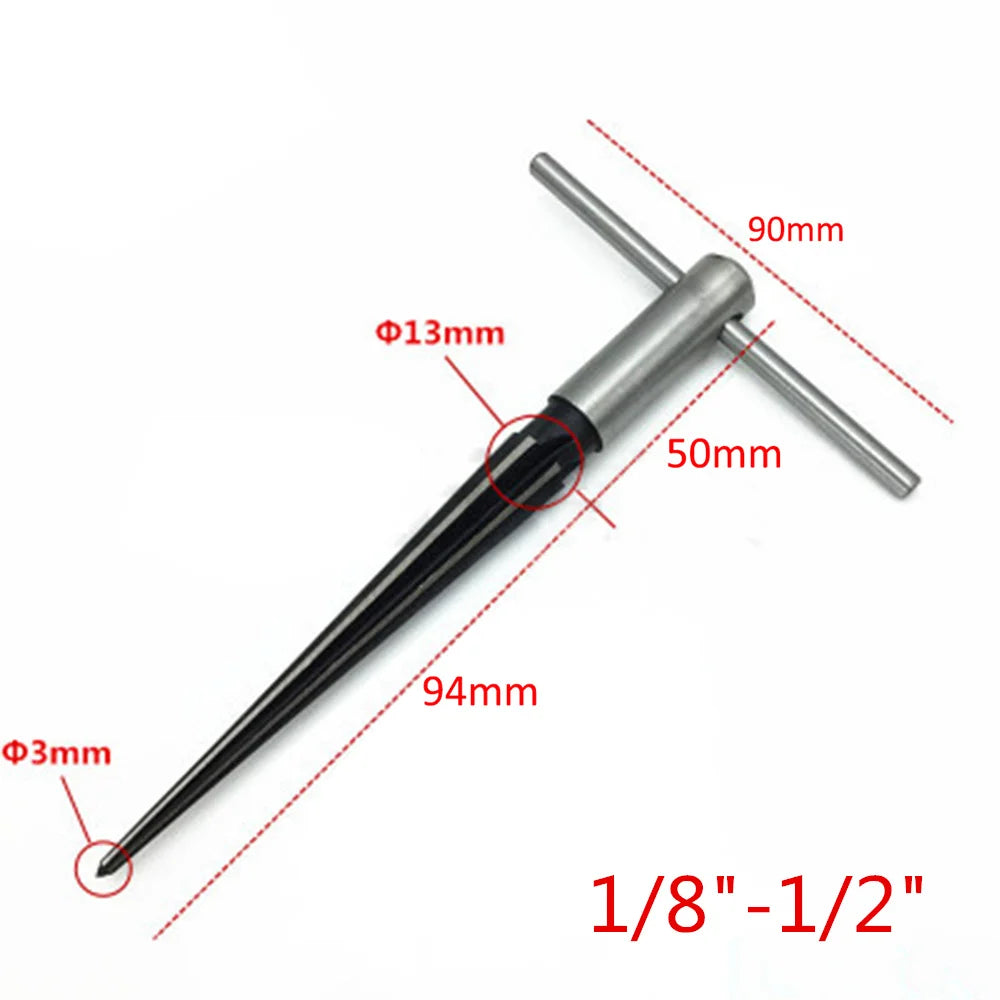 Hand taper reamer 1/8-1/2 (3-13mm) 5-16 taper reamer chamfer opening countersunk head cutting tool hexagonal shank tool