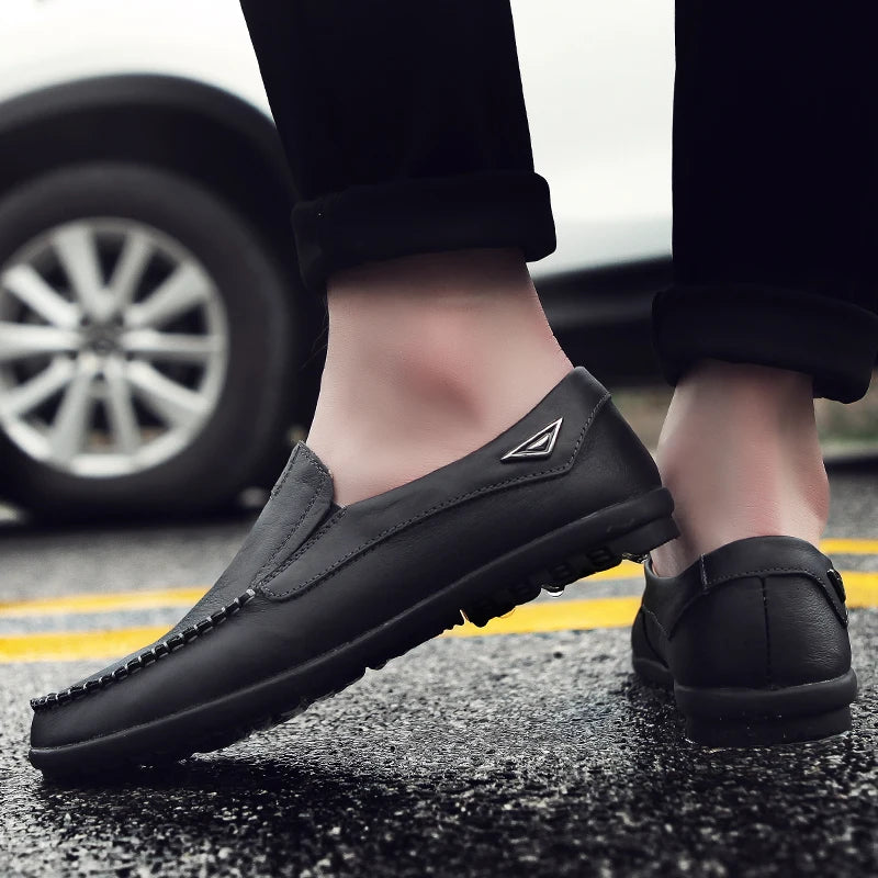 Genuine Leather Men Casual Shoes Luxury Brand 2024 Mens Loafers Moccasins Breathable Slip on Black Driving Shoes Plus Size 37-47