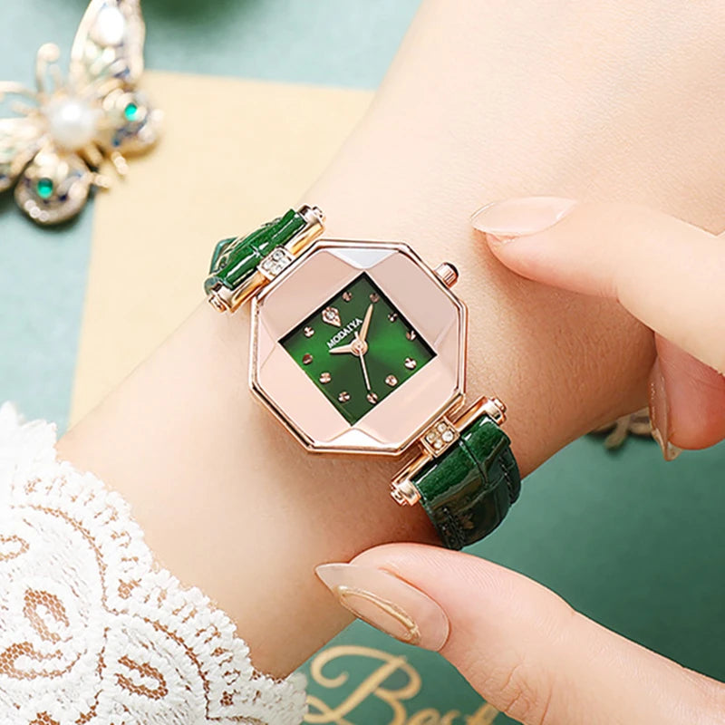 Luxury Polygon Watch For Women Crystal Elegant Ladies Watches Quartz Leather Female Wristwatch relogio feminino Fashion Clock