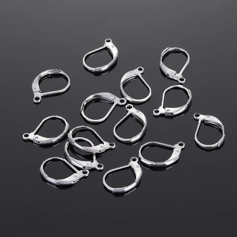 100PCS 925 Sterling Silver DIY Beadings Findings Earring Hooks Leverback Earwire Fittings Components