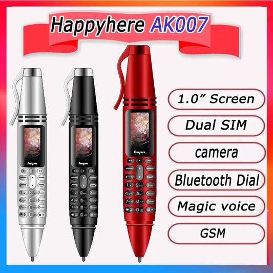 Mini Pen Cell phone  0.96" Tiny Screen Flashlight Bluetooth Dialer Dual SIM Camera Mobile Phones with Recording russian language