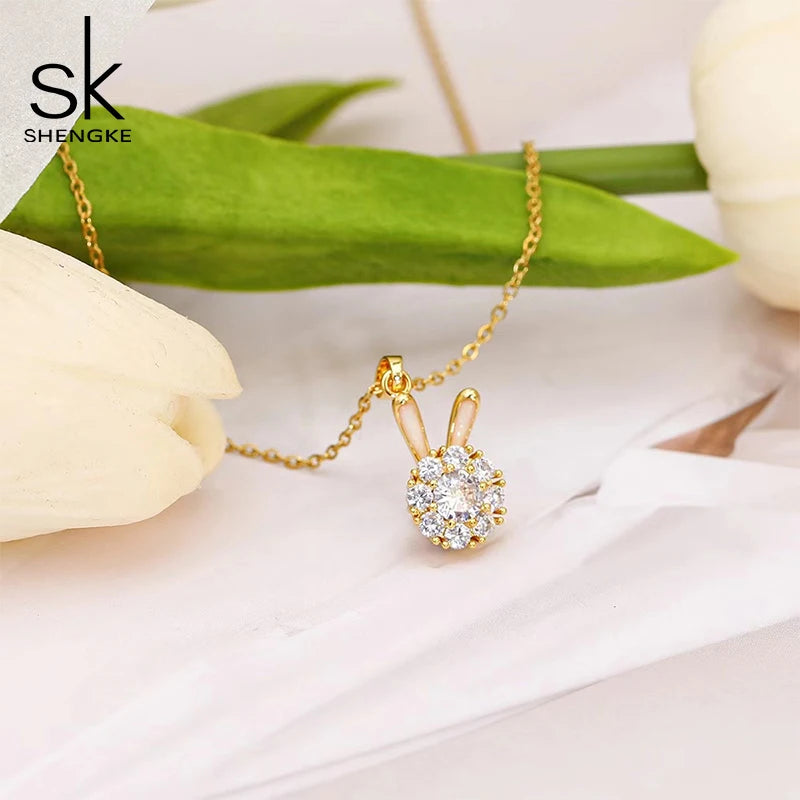 Shengke New Woman's Watches Set Fashion Diamond Necklace for Girl Original Ladies Quartz Wristwatches Female Clock Reloj Mujer