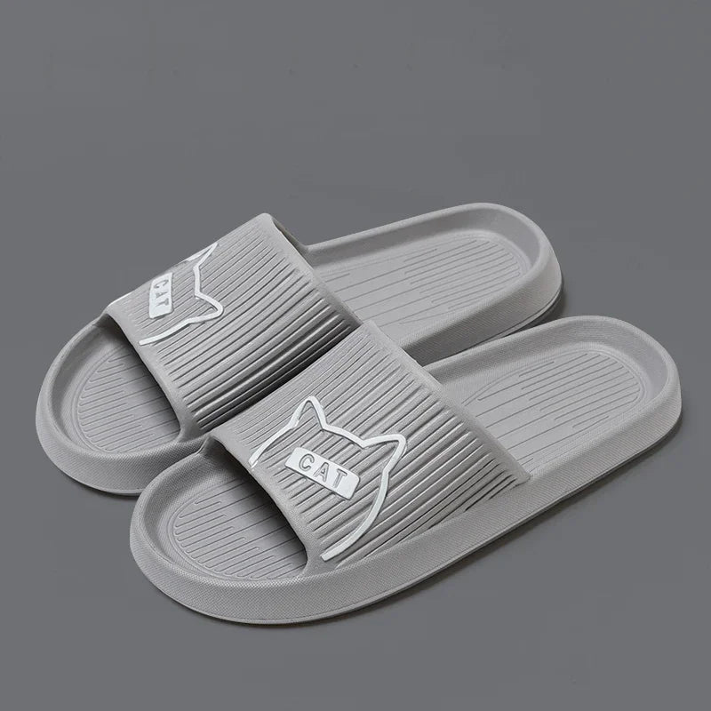 New Fashion Cartoon Couple Non-slip Flat Slides Summer Lithe Sandals For Women Men Slippers Ladies' Home Shoes Indoor Flip Flops