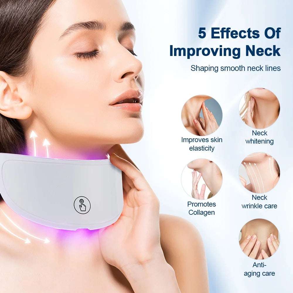 Neck LED Mask 7 Colors Photon Anti-Wrinkle Skin Brightening Neck Beauty Mask Skin Tightening Neck Wrinkle Remover Skin Care