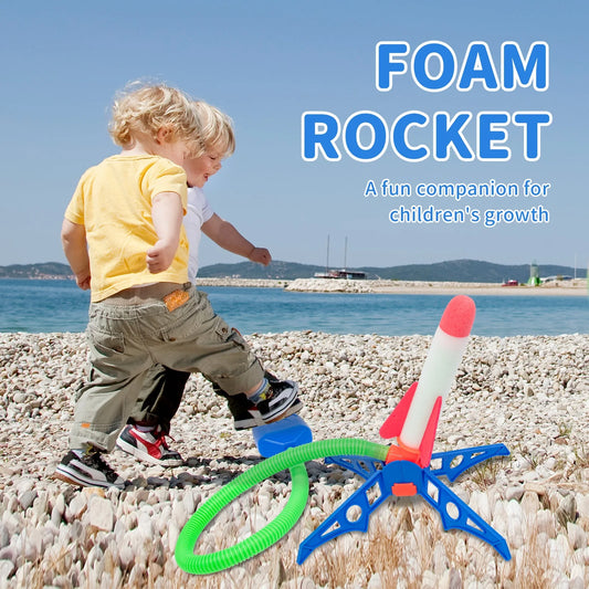 Kids Air Pressed Stomps Soft Foam Rocket Pedal Games Launcher Pump Pedal  Flying Rocket Shooting Toy Education Outdoor Sport