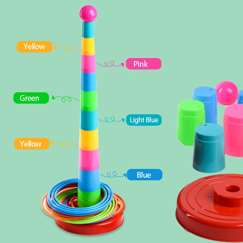 10 layers Children Throw Circle Game Ferrule Stacked Toys Fun Indoor Outdoor Parent-Child Interactive Early Education Gift