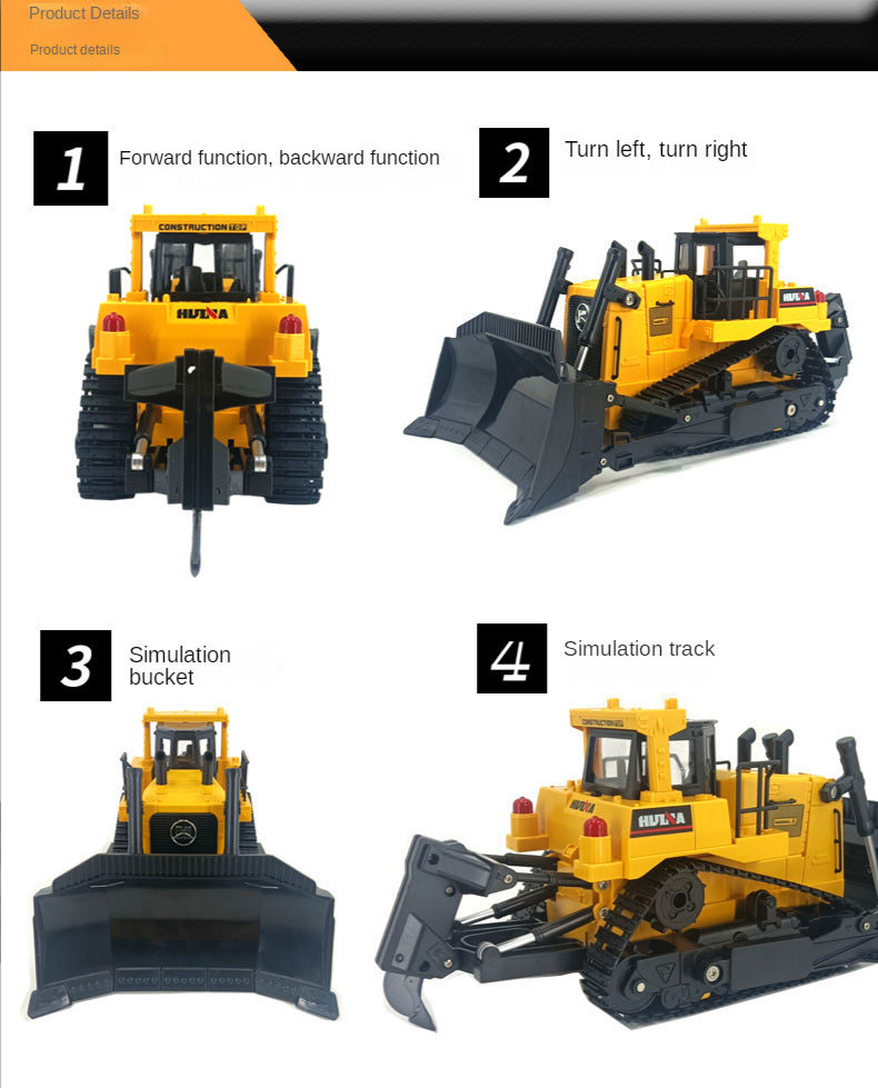 1:16 11 Channels Remote Control Bulldozer Huina 1554 Heavy Duty Bulldozer Kids R/c Engineering Car Christmas Gift