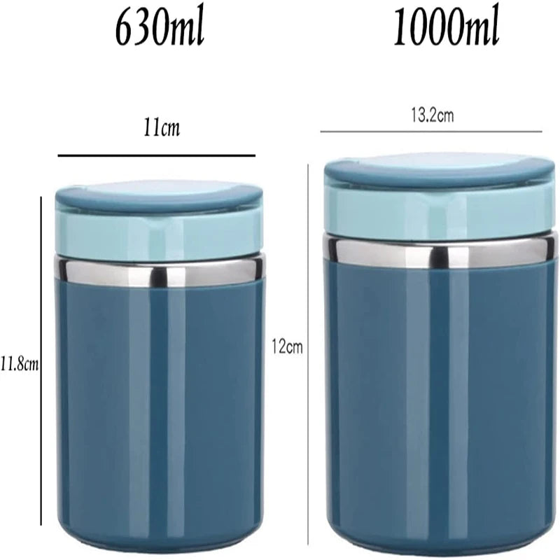 630/1000ML Stainless Steel Lunch Box Drinking Cup Food Thermal Jar Soup Insulated Thermos Container Portable Bento Lunchbox