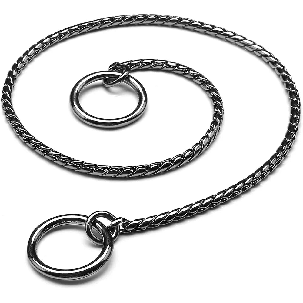 Snake Chain Dog Collar Rustproof Stainless Steel Pet Metal Slip Chains Dog Show Training Choker Collar Puppy Cuban Link Necklace