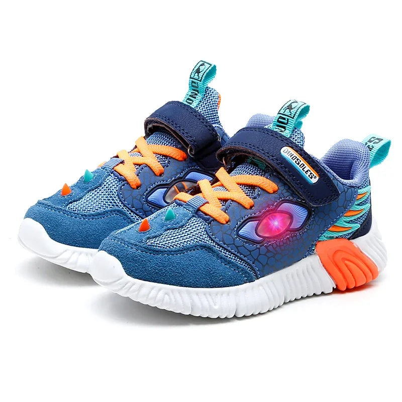 EXDINO Kids LED Spring Autumn Flashing Footwear 3-6Y Boys Little Children Light Up Glowing Sneakers Casual Running Sports Shoes