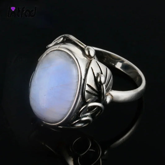 925 Sterling Silver Oval 11*17mm Moonstone Rings for Men Women Jewelry Ring Party Wedding Anniversary Gift Vintage Ring