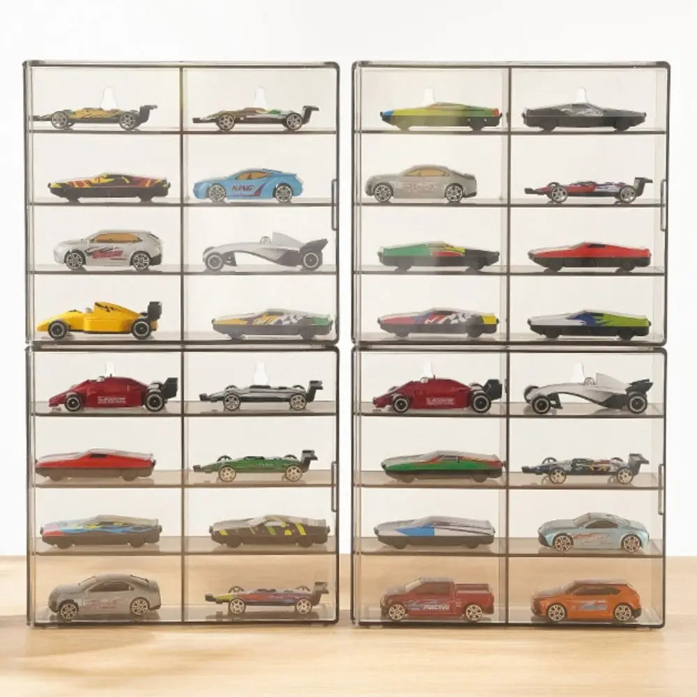 Transparent 1:64 Toy Model Cars Display Box Acrylic Dustproof Cabinet 8 Grids Wall Mounted Storage Box Hotwheels Cars