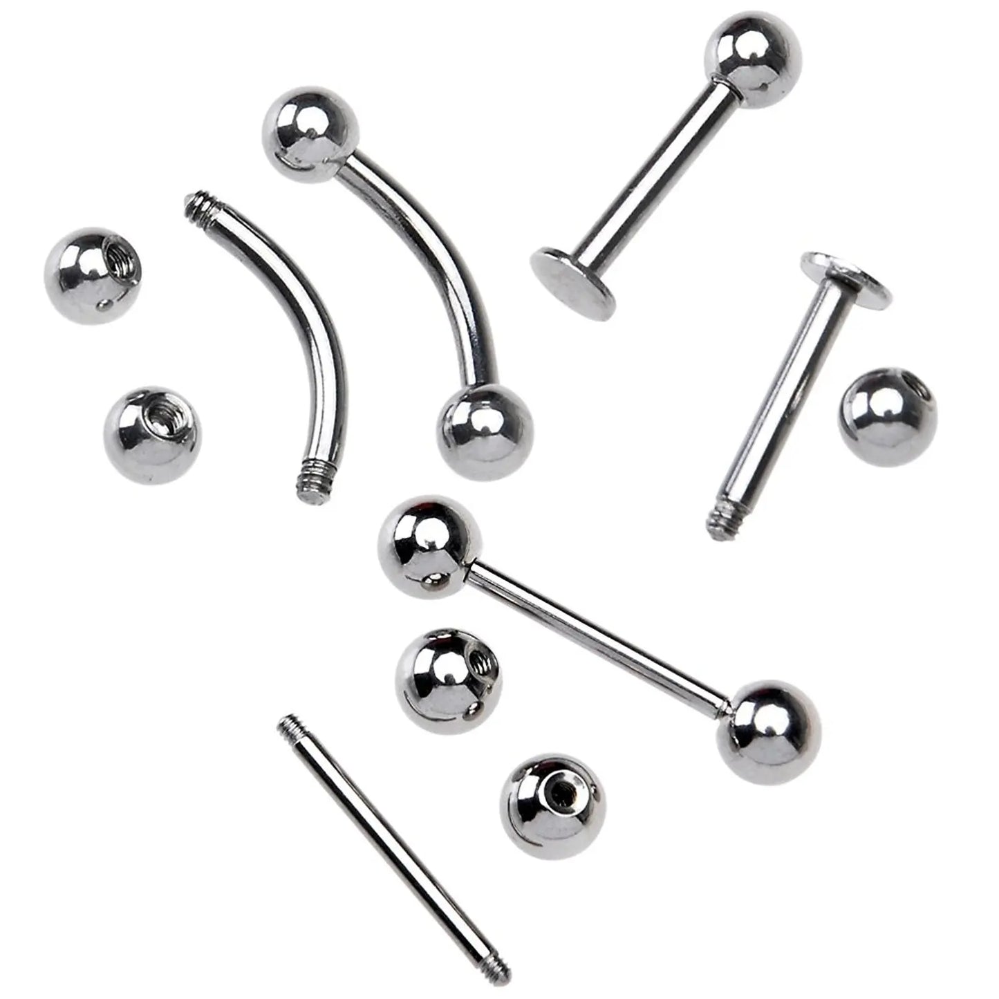 20PCS Set Body Piercing Jewelry Set Piercing Kit Nose Septum Ear Cartilage Lip Belly Navel Tragus Eyebrow Self Piercing Kit Tool