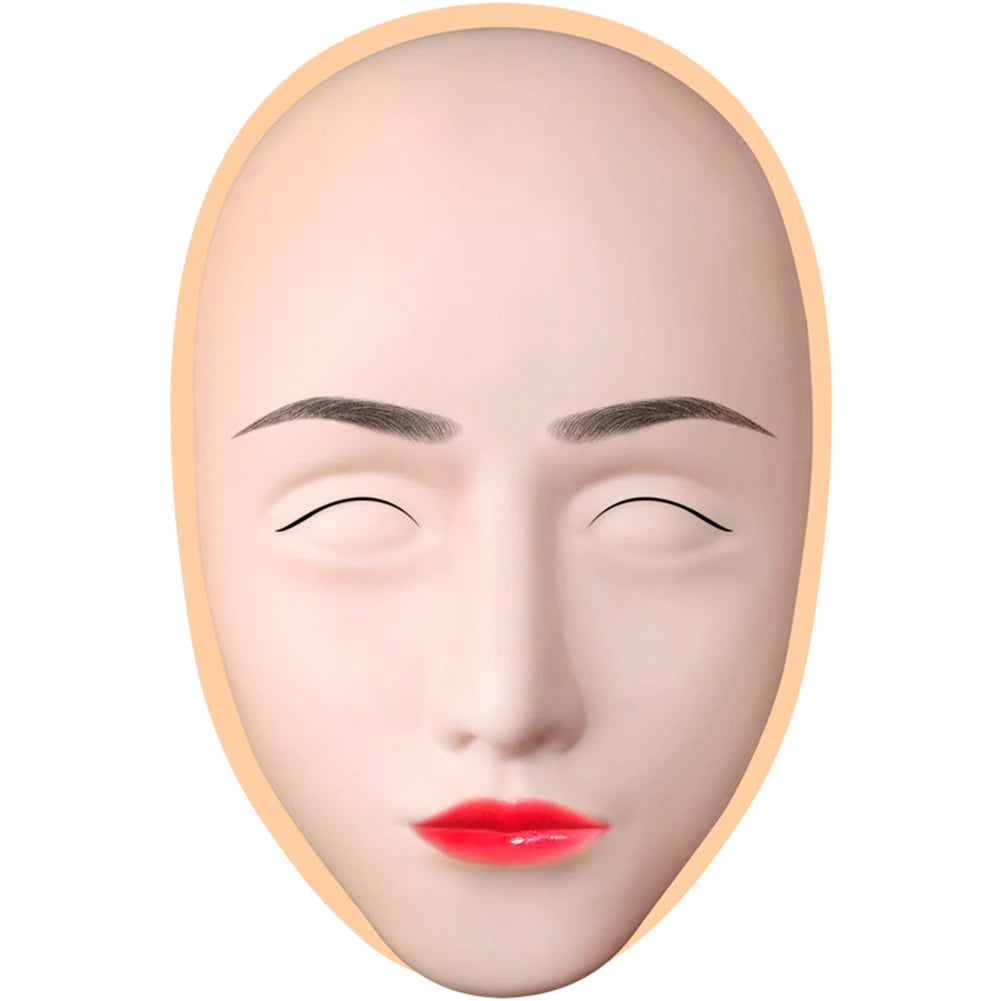 5D Facial Tattoo Training Head Silicone Practice Imitation Human Face Makeup Lip Lashes Eyebrow Tattoo Skin Mannequin Face Head