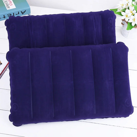 Air Inflatable Pillow Outdoor Travel Portable Folding Double Sides Flocking Cushion for Travel Plane Hotel Home Pillow