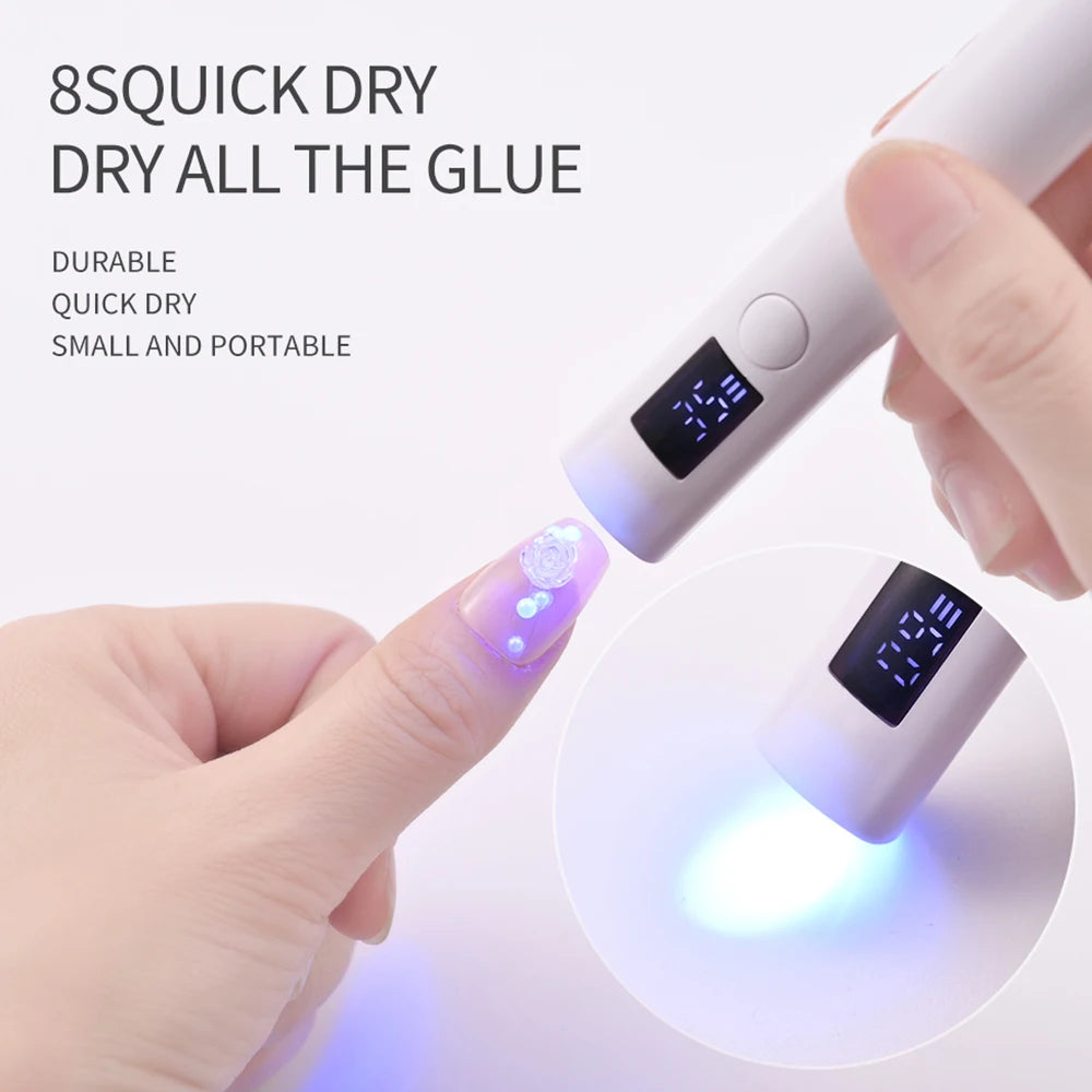 LED Easy Quick Nail Lamp Dryer Portable USB Rechargeable Nail Drying Light Handheld Manicure Salon Home Gel Polish Lamp 395nm