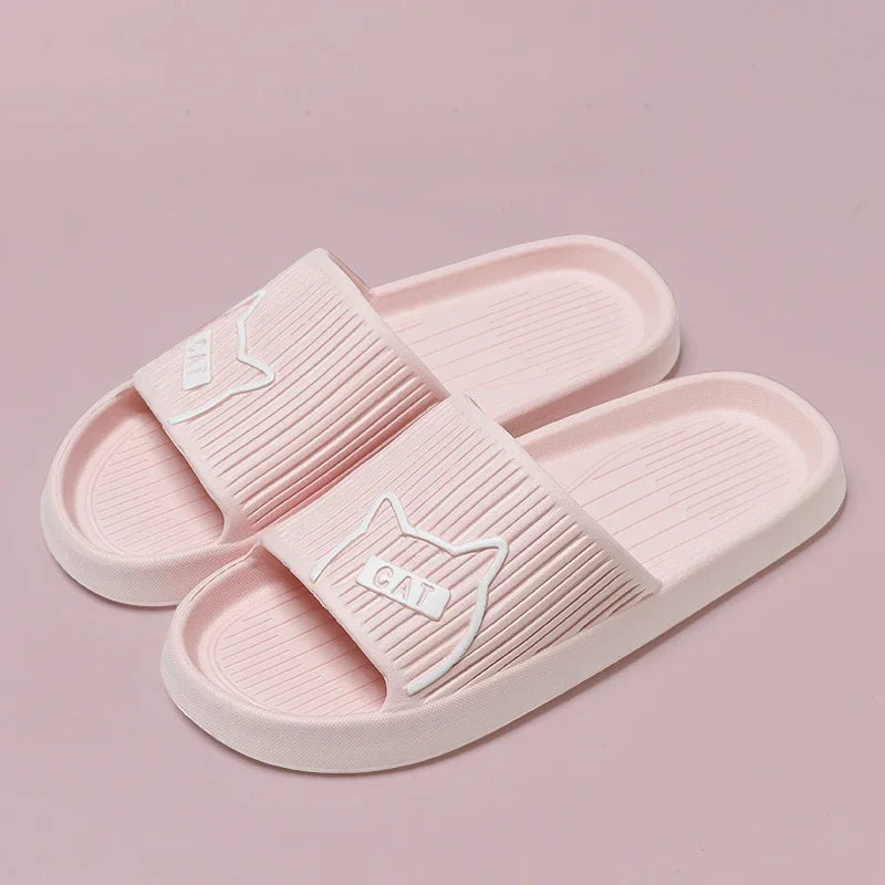 New Fashion Cartoon Couple Non-slip Flat Slides Summer Lithe Sandals For Women Men Slippers Ladies' Home Shoes Indoor Flip Flops